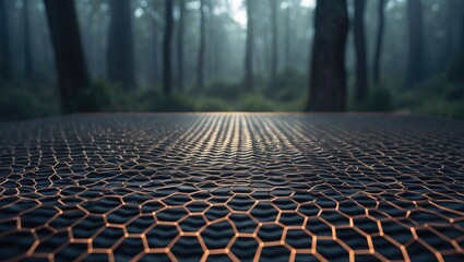 Poster - Carbon allotrope sheet, Image. Graphene consists of a singular atomic layer organized in a honeycomb lattice nanostructure.