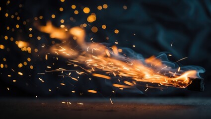 Poster - flickering flames and glowing embers against a dark backdrop