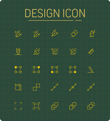 Poster - Graphic design line icons collection. Simple linear icons in modern flat style, Creative Process. Graphic design, creative packs, stationery, software. Minimal Graphic Design related icons collection.