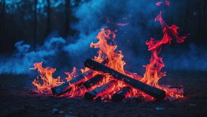 Poster - Flames in blue and red tones