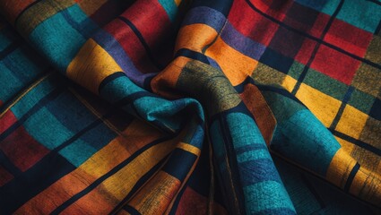 Poster - Abstract Colorful Geometric Plaid Fabric for Textiles