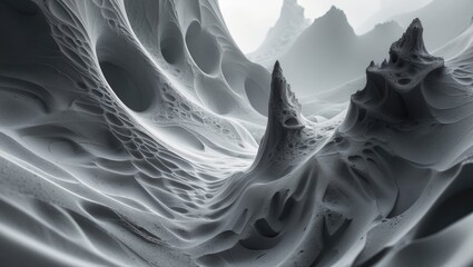 Poster - Monochrome abstract backdrop featuring a computer-generated fractal design.