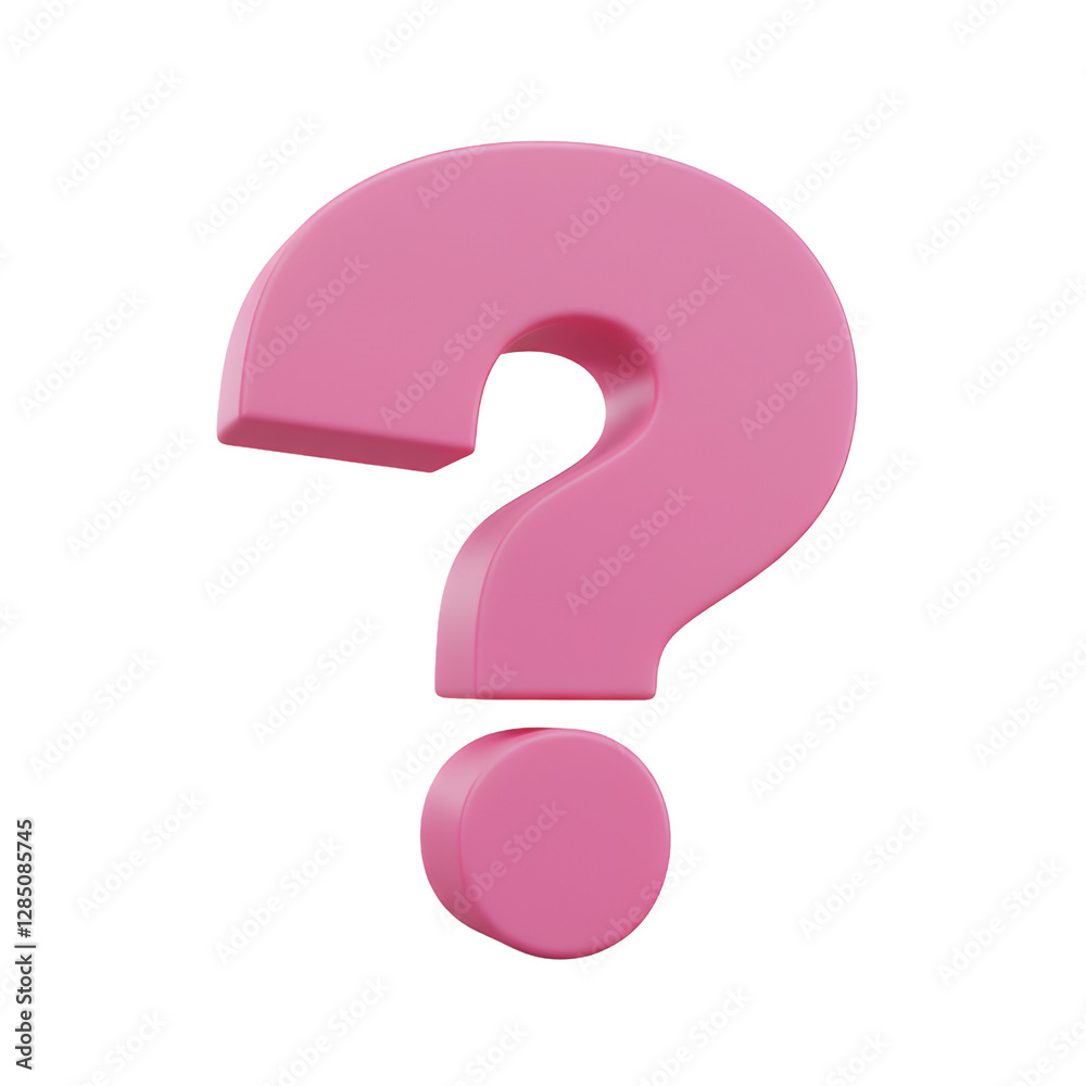 Pink Question Mark Isolate Pink Question Mark 3D Model Isolated Transparent Background Stock Photo ...
