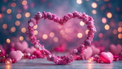 Aufkleber - Elegant pink blurred background evoking a romantic ambiance for Valentine's Day featuring bokeh effects.