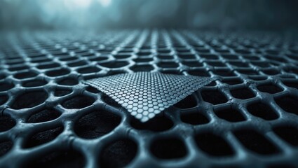 Poster - Single-layer graphene structure, Image. Graphene represents a carbon allotrope featuring one atomic layer arranged in a honeycomb lattice nanostructure.