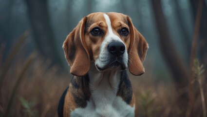 beagle dog gazing in a natural setting