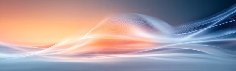 Aufkleber - Abstract waves of color create a serene digital landscape with a gradient transition from orange to blue.