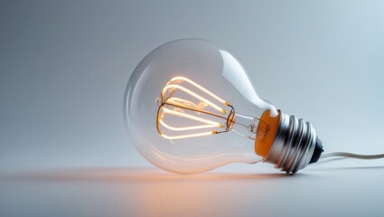 Poster - light bulb crafted from paper on a plain backdrop representing innovative concepts and creativity