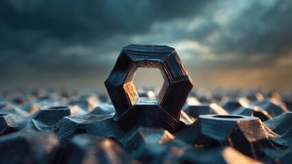 Poster - Hexagonal Structure of a Carbon Nanotube, Image Depicting the Buckytube Configuration