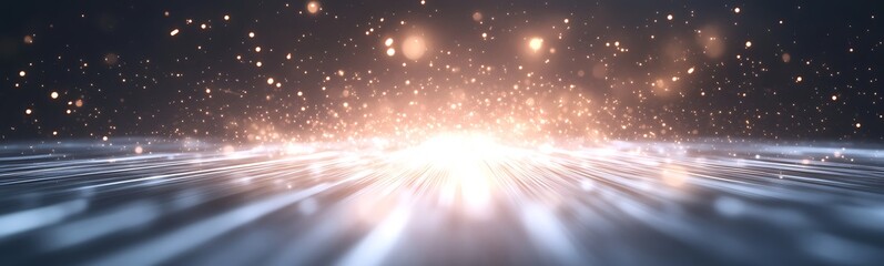 Aufkleber - Vibrant light particles glowing against a dark background, creating a dynamic cosmic effect.