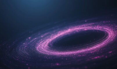 Poster - Abstract swirling design with vibrant pink particles on a dark background.