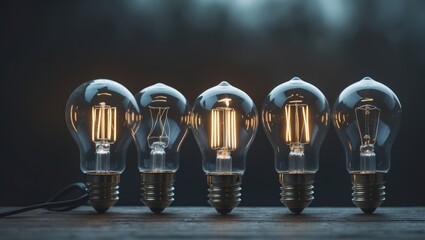 Poster - series of light bulbs with one that stands out from the rest