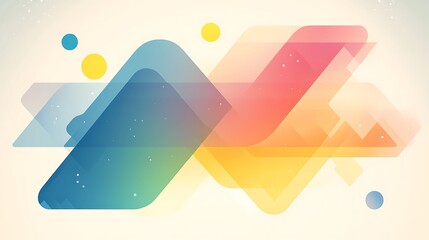 Fototapete - Abstract geometric shapes in vibrant colors with a soft gradient background.