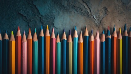Poster - detailed view of a vibrant array of pencils