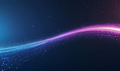 Poster - Colorful light waves with sparkling particles on a dark background create a dynamic visual effect.