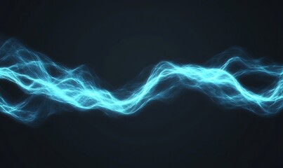 Leinwandbilder - Blue electric wave pattern on a dark background, conveying energy and motion.