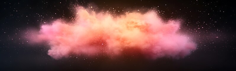 Aufkleber - Vibrant pink and orange cloud-like formation against a dark background, evoking a dreamy, cosmic atmosphere.