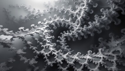 Poster - Monochrome fractal design set against an abstract background generated by computers.