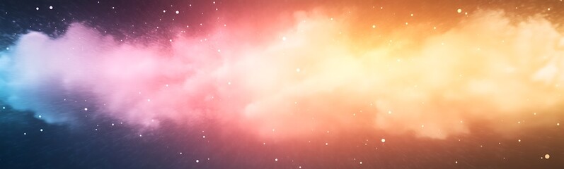 Aufkleber - Colorful cosmic cloud with a blend of orange, pink, and blue hues against a starry background.