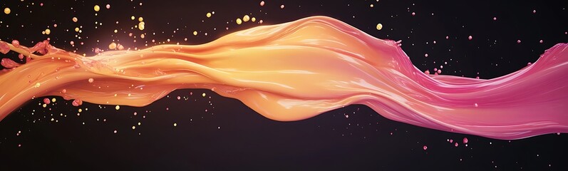 Poster - Vibrant flowing colors with a splash effect on a dark background, creating a dynamic visual impact.