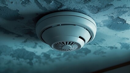 Poster - 3D illustration of a smoke detector mounted on a ceiling