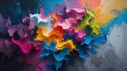 Poster - Vibrant abstract artwork featuring colorful digital design. Modern wallpaper with a textured background. Suitable for canvas prints or graphic projects, it serves as an imaginative pattern concept.