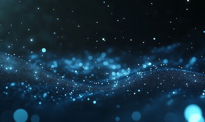 Poster - Abstract blue bokeh background with sparkling particles creating a dreamy atmosphere.