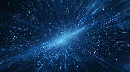 Aufkleber - Cosmic blue light rays and particles create a dynamic, vibrant background effect.