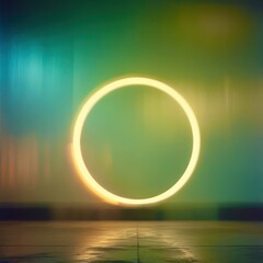 Wall Mural - large yellow circle is on a green background