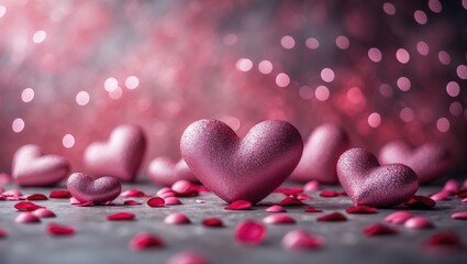 Aufkleber - Elegant pink blurred backdrop featuring a Valentine's Day theme with bokeh lights.