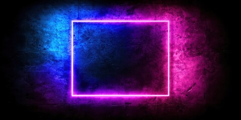 Wall Mural - neon sign with a blue and purple frame