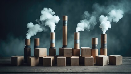 Poster - environmental pollution from industrial emissions affecting ecology, climate change, and carbon redu