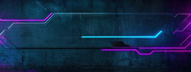 Wall Mural - purple and blue neon sign with a black line