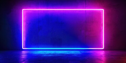Wall Mural - neon sign with a blue and purple background