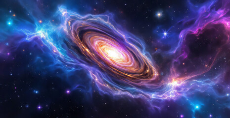 Wall Mural - A breathtaking spiral galaxy shines brightly amidst cosmic clouds