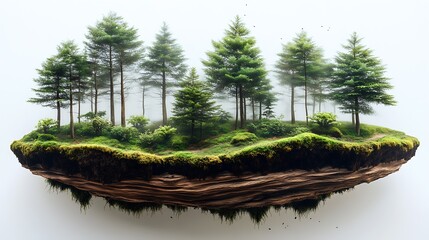 Aufkleber - A stunning floating forest island with lush trees and vibrant moss creating a dreamlike natural scene : Generative AI