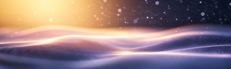 Poster - Abstract waves of light and particles create a digital landscape with a futuristic feel.