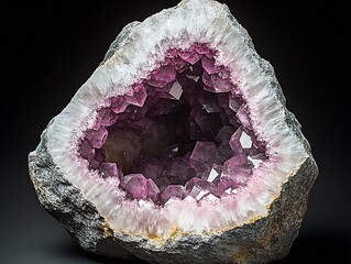 Aufkleber - Stunning purple amethyst crystal geode with intricate detail on a dark background : Generative AI