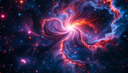 Wall Mural - Vibrant nebula featuring a bright central star and swirling gas