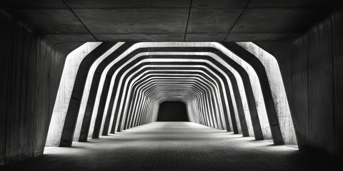 Wall Mural - long tunnel with a black and white photo