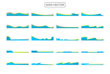 Wall Mural - Set of abstract design green separator header and border for website and app. Divider shapes top and bottom for web page. Different borders for website. vector template
