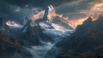 Poster - breathtaking landscape. digital artwork. imaginary abstract world. 2d image.