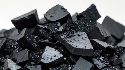 Poster - chunks of shattered black coal set against a white backdrop