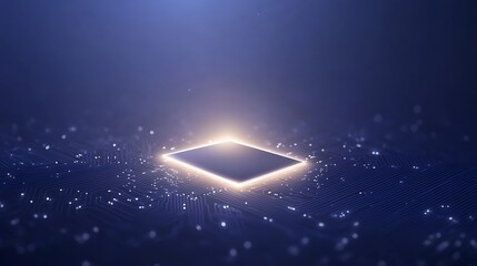 Leinwandbilder - Digital representation of a glowing square in a sea of particles, symbolizing technology and innovation.