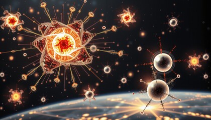 Wall Mural - Quantum Orbs in Space