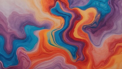 Poster - vibrant abstract marble painting with warm hues. bursting with color, featuring unconventional textu