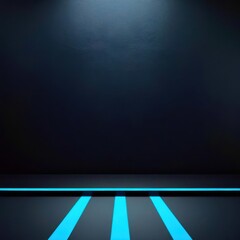 Wall Mural - black background with three blue lines