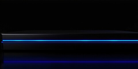 Wall Mural - black computer monitor with a blue stripe