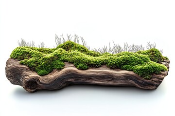 Aufkleber - A beautifully arranged moss-covered log showcases nature's serenity and beauty indoors : Generative AI