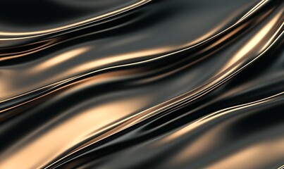 Poster - Shiny, flowing fabric with a metallic sheen, showcasing elegant waves and folds.